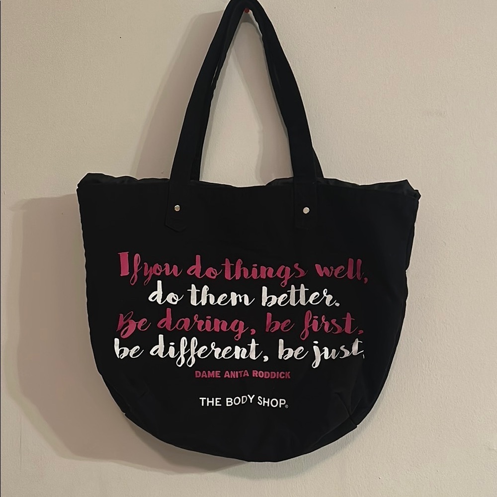The Body Shop Black Tote with Vibrant Text